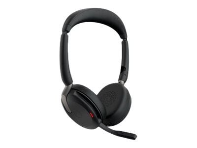 Jabra Evolve2 65 Flex UC Stereo - Hodesett - on-ear - Bluetooth - trådløs - aktiv støydemping - USB-A - svart - Optimert for UC