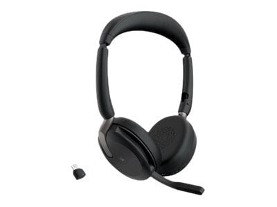 Jabra Evolve2 65 Flex MS Stereo - Hodesett - on-ear - Bluetooth - trådløs - aktiv støydemping - USB-C - svart - Certified for Microsoft Teams