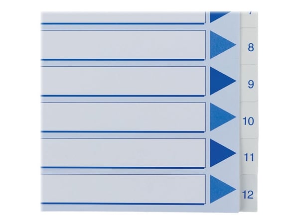 Esselte - Avdelare - förtryckt: 1-12 - för A4 (210 x 297 mm) - tabbad