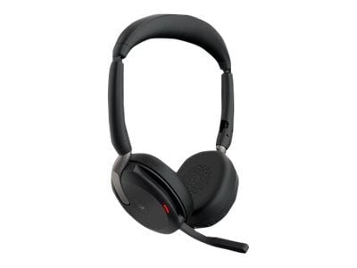 Jabra Evolve2 65 Flex MS Stereo - Hodesett - on-ear - Bluetooth - trådløs - aktiv støydemping - USB-A - svart - Certified for Microsoft Teams