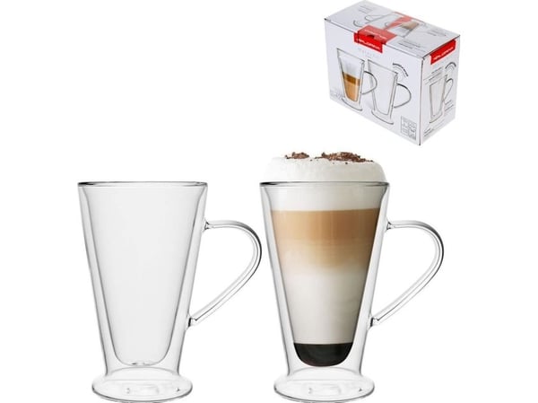 Florina varer i Sosnowiec - Krus og glass Florina Termiske glass med håndtak, dobbel veggkjegle Florina Malachit 2 stk 400 ml () - Morelenet_10755179