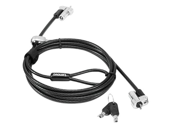 Kensington NanoSaver Twin Head - Sikkerhetskabellås - svart - 1.8 m - for ThinkCentre M75t Gen 2; ThinkPad L13 Yoga Gen 3; T14s Gen 3; X13 Gen 3