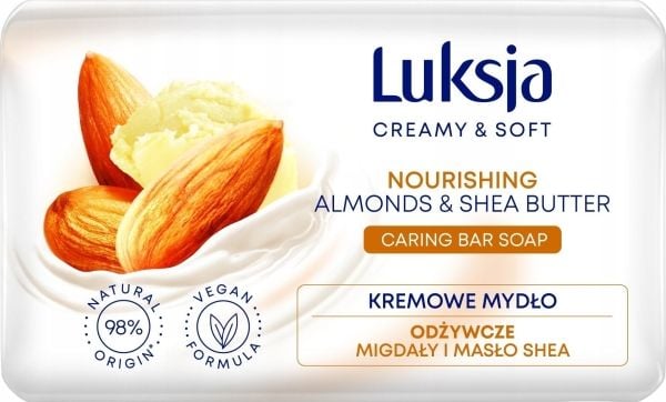 Sarantis Luksja Creamy & Soft nærende kremet såpe i fast form - mandler & sheasmør 90 g