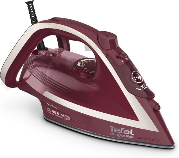 Tefal Ultragliss Plus FV6820E0 - Dampstrykejern med automatisk slukking - såleplate: Durilium Airglide - 2800 W - sølvfarge/vinfarge