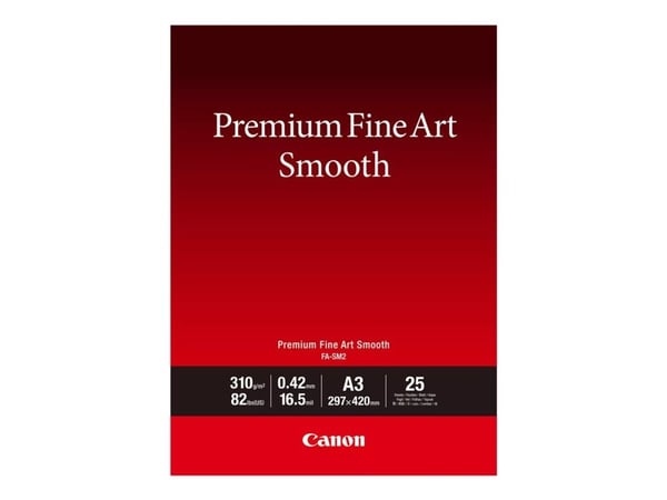 Canon Premium Fine Art FA-SM2 - Glatt - 16,5 mille - A3 (297 x 420 mm) - 310 g/m² - 82 pund - 25 ark fotopapir - for imagePROGRAF PRO-1000, PRO-300...