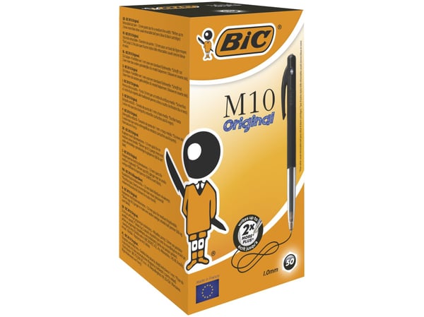 BIC M10 Clic - Kulepenn - svart - 1 mm - medium - retraktil (en pakke 50)
