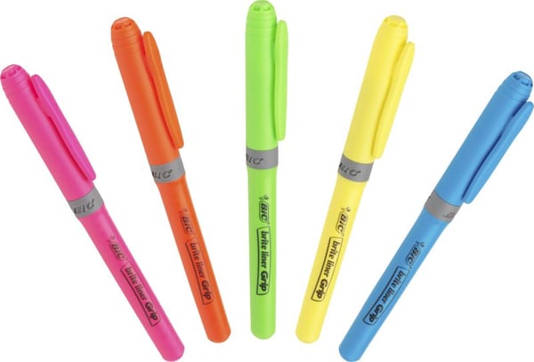 BIC brite liner Grip - Markeringspenn - fluorescerende oransje - vannbasert blekk - 1.6-3.4 mm - fin og bred (en pakke 12)
