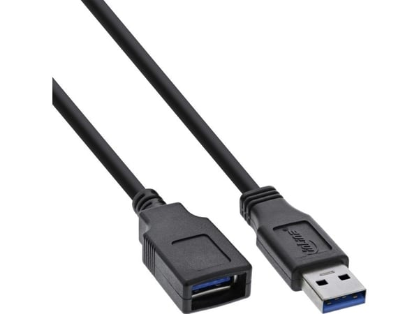 InLine 4043718153725, 1,5 m, USB A, USB A, USB 3.2 Gen 1 (3.1 Gen 1), Hankjønn/hunkjønn, Svart
