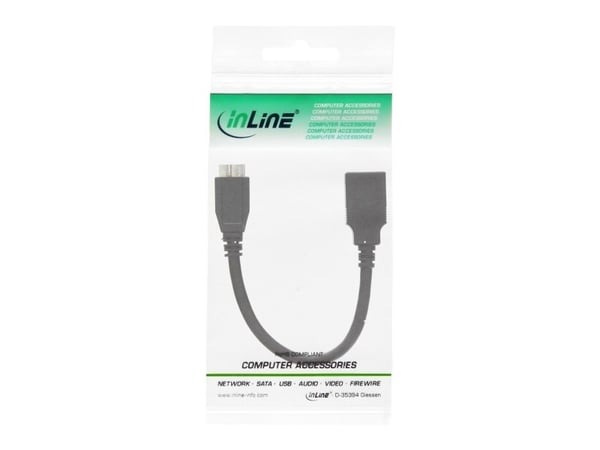 InLine 31609, 0,15 m, USB A, Micro-USB B, Svart