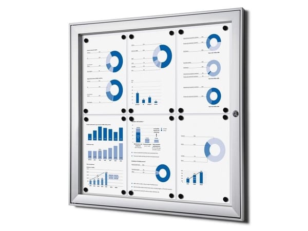 TWIN Whiteboard Udhængsskab til indendørs og udendørs med overdækning – 6 x A4