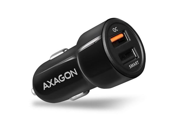 AXAGON PWC-QC5 autolaturi, 1x USB-A QC 3.0 + 1x USB-A SmartCharge, 31,5 W, CL-liitin - musta