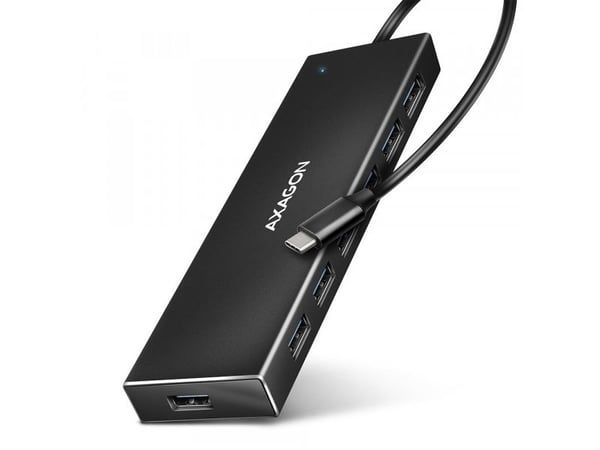 AXAGON HUE-F7A 7x USB 3.2 Gen 1 Aluminium Flat Hub, 30 cm USB-C-Kabel