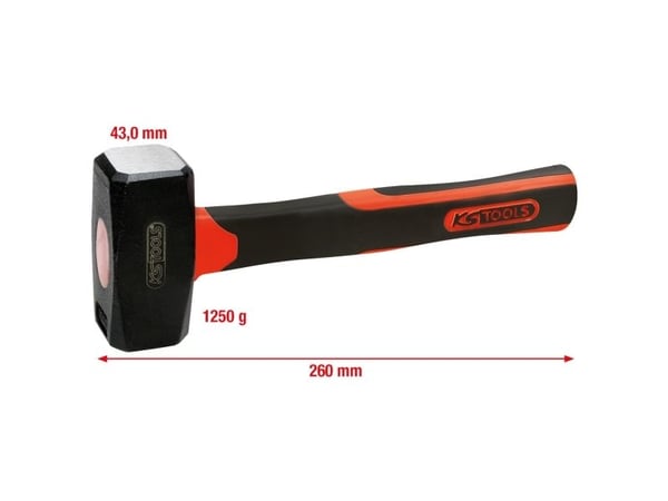KS Tools 142.5126, Slegge, Stål, Fiberglass, Svart, 26 cm, 1,36 kg