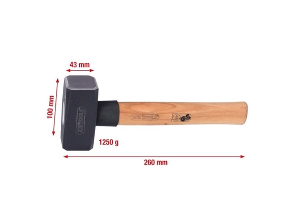 KS Tools 142.5125, Slägga, Stål, Trä, 26 cm, 1,36 kg, 1,25 kg