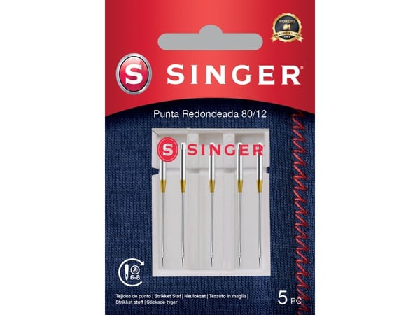 Singer størrelse 80 kulepinne, 5 stk