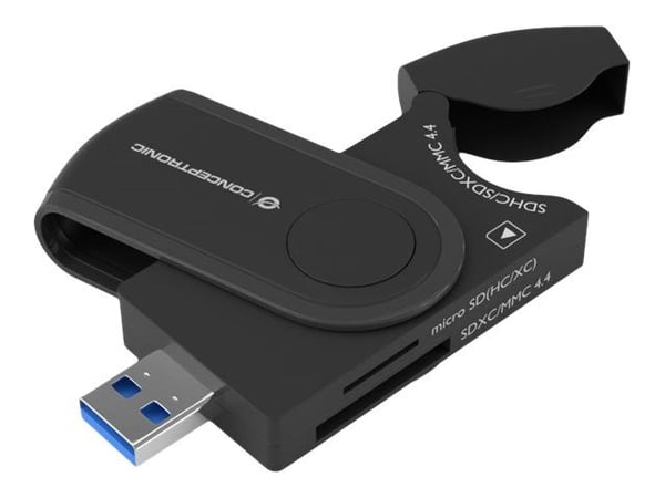 Conceptronic StreamVault BIAN04B, MicroSD (TransFlash), MicroSDHC, MicroSDXC, SD, SDHC, SDXC, Sort, 5000 Mbit/s, USB 3.2 Gen 1 (3.1 Gen 1) Type-A, ...