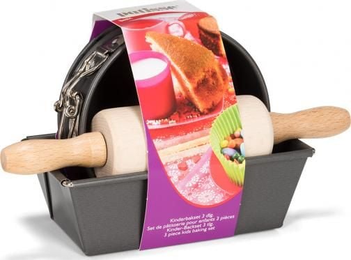 Baking konditori junior stål/tre grå 3 stk