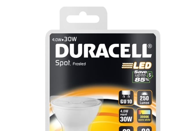 Duracell DU-S7051, 4 W, 30 W, GU10, A, 250 lm, 15000 timer