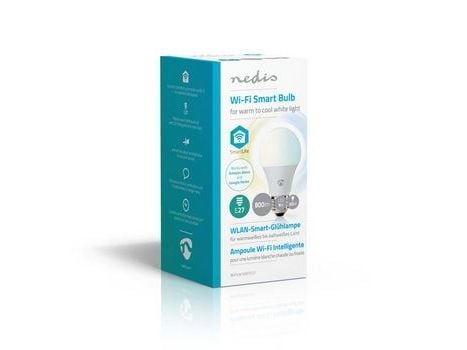 Nedis WIFILW10WTE27, 9 W, 60 W, E27, 800 lm, 25000 timer, Kjølig hvit, Varm hvit