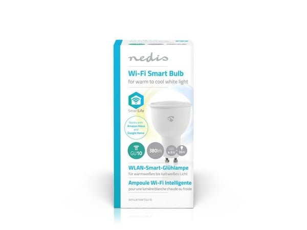 Nedis WIFILW10WTGU10, 4,5 W, GU10, 380 lm, 25000 h, Kulhvit, Varmhvit, Hvit