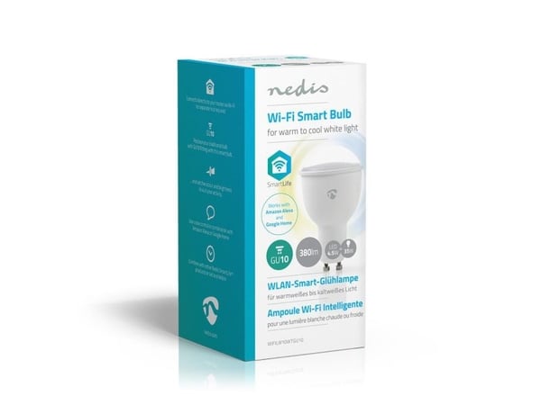Nedis WIFILW10WTGU10, 4,5 W, GU10, 380 lm, 25000 h, Kulhvit, Varmhvit, Hvit