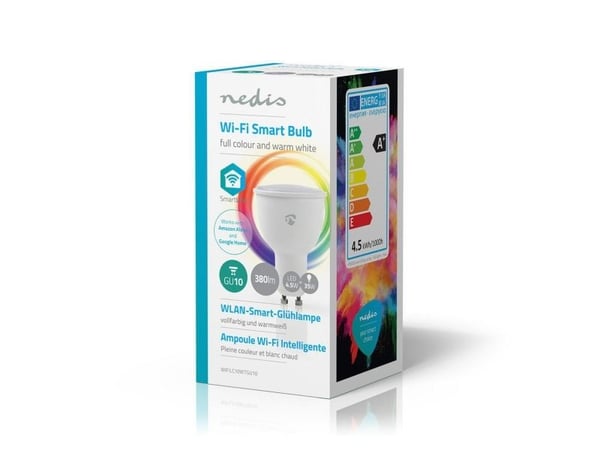 Nedis WIFILC10WTGU10, 4,5 W, 35 W, GU10, 380 lm, 25000 timer, Multi, Varm hvit, Hvit