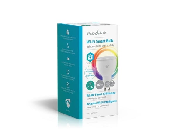 Nedis WIFILC10WTGU10, 4,5 W, 35 W, GU10, 380 lm, 25000 timer, Multi, Varm hvit, Hvit