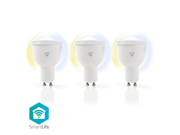 Nedis WIFILW30WTGU10, 5 W, GU10, 400 lm, Varm hvit, Hvit