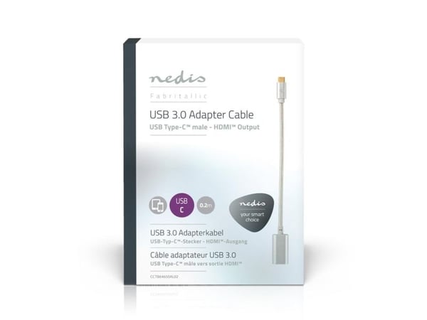 Nedis CCTB64650AL02, USB Type-C, HDMI, 0,2 m, Suomi