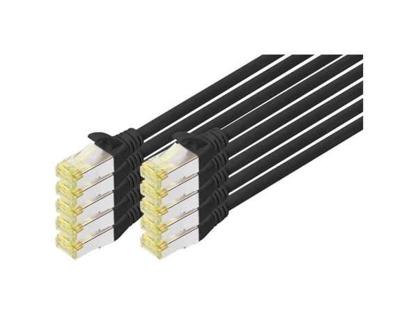 DIGITUS - Koblingskabel - RJ-45 (hann) til RJ-45 (hann) - 2 m - S/FTP - CAT 6a - med støvel, halogenfri, formstøpt, uten hindringer - svart (en pak...
