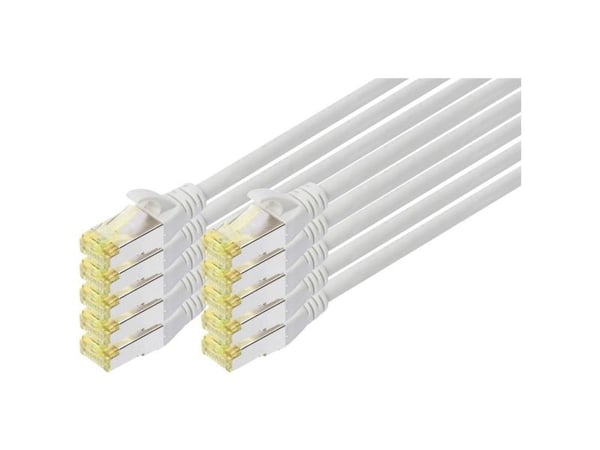 DIGITUS - Koblingskabel - RJ-45 (hann) til RJ-45 (hann) - 5 m - SFTP - CAT 6a - halogenfri, formstøpt, uten hindringer - grå (en pakke 10)