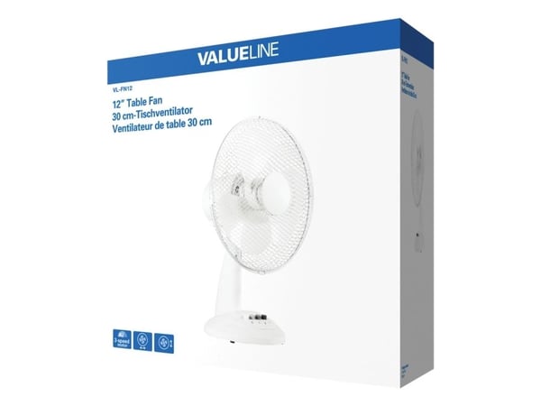 Valueline VL-FN12, Hvit, Bord, Plast, 30,5 cm (12"), AC, 190 x 375 x 345 mm