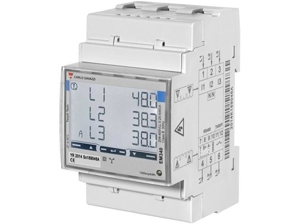 Carlo Gavazzi Automation EM340DINAV23XS1PFB, LCD, 65 A, 132 mm, 105 mm, 70 mm, 300 g