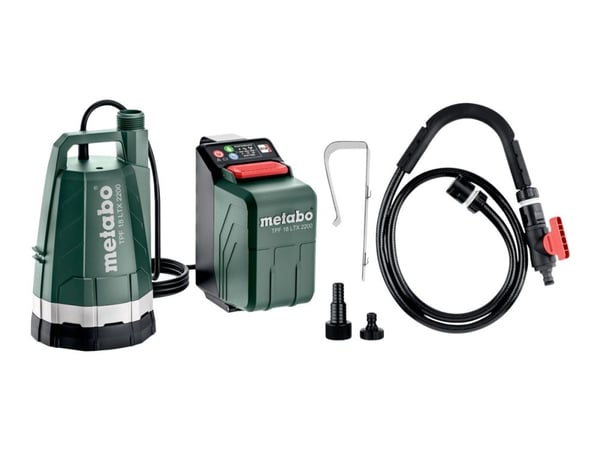 Metabo TPF 18 LTX 2200 utan batteripaket, utan laddare Batteriplatta och pump för regntunnor - SOLO