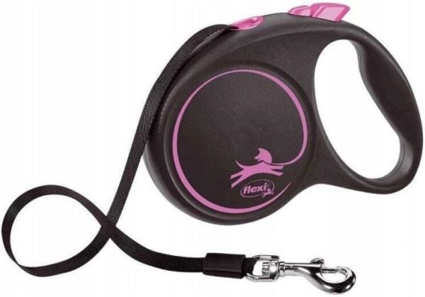 Flexi Automatic lanyard Black Design M, 5 m, Rosa