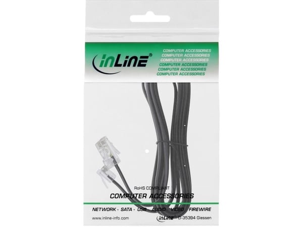 InLine 18867, 10 m, RJ45, RJ11, urosliitin, urosliitin, musta