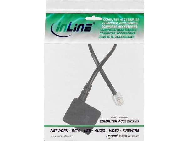 InLine 69946, 0,2 m, RJ-11, TAE (N), musta, 14 g, 140 mm