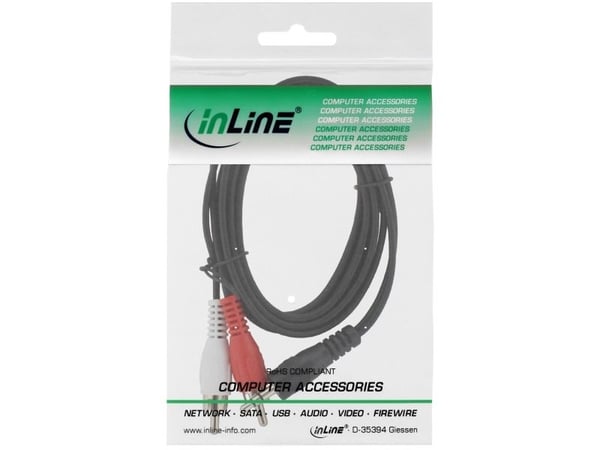 InLine 89939, Hankjønn, 3.5mm, Hankjønn, 2 m, Sort