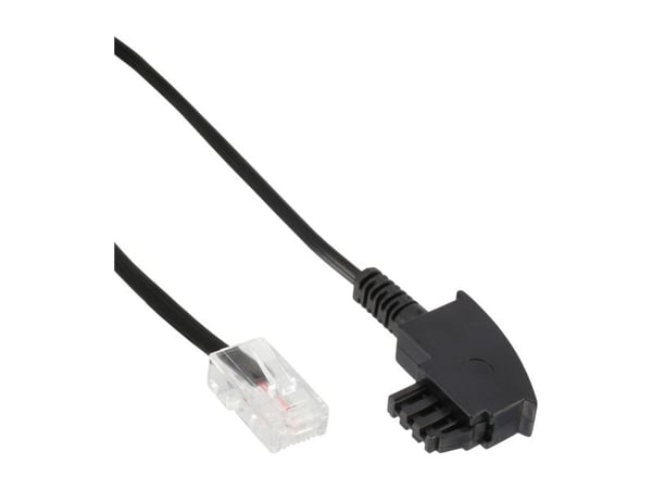 InLine 18502, 2 m, TAE-F, RJ45, Hankjønn, Hankjønn, Sort