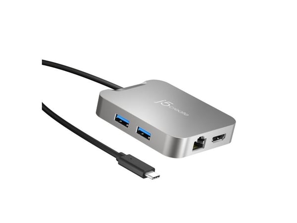 j5create JCD391-N 4K60 Elite USB-C® PD Multi-Port Adapter, Langallinen, USB 3.2 Gen 1 (3.1 Gen 1) Type-C, 85 W, 10,100,1000 Mbit/s, Hopea, 5 Gbit/s