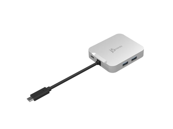 j5create JCD391-N 4K60 Elite USB-C® PD Multi-Port Adapter, Langallinen, USB 3.2 Gen 1 (3.1 Gen 1) Type-C, 85 W, 10,100,1000 Mbit/s, Hopea, 5 Gbit/s