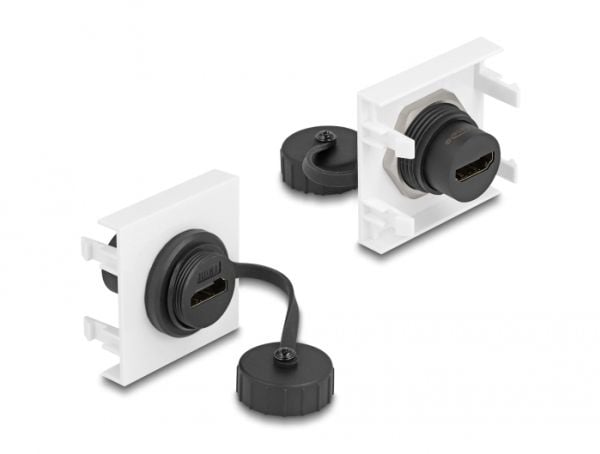 Delock - Easy 45 - trykklåsmodul - 45 x 45 mm - HDMI - 1 lyd/video-sokkel - 1 modul - hvit, RAL 9003