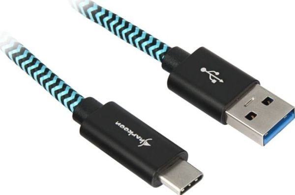 Sharkoon USB 3.1 A-C svart/blå 0,5 m - Aluminium + flette