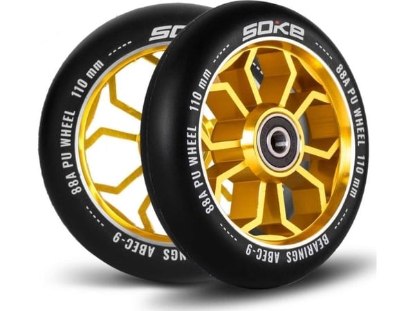 Soke skootterin pyörät 110 mm kultaiset 2 kpl.