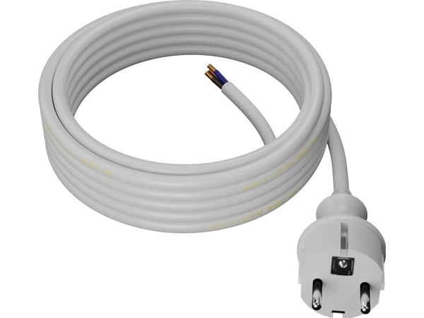 AWTOOLS tilkoblingskabel med støpsel 5 m 2x1,0 hvit H05VV-F