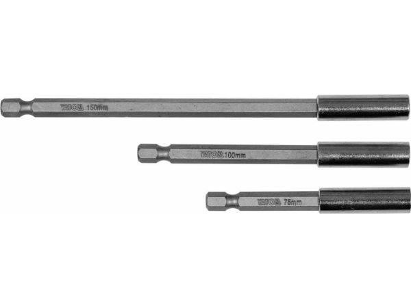 Yato YT-04699, Krom-vanadinstål (Cr-V), Hexskaft, 25,4 / 4 mm (1 / 4"), Hexskaft, 3 styck, 150 mm
