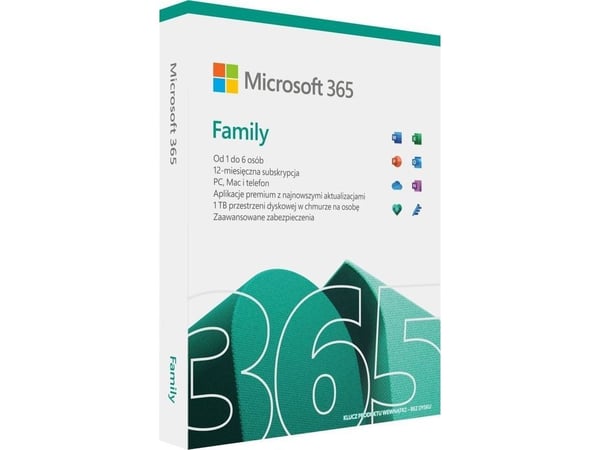 Microsoft 365 Family - Bokspakke (1 år) - inntil 6 mennesker - medieløs, P8 - Mac, Android, iOS, Win - Tysk - Eurosone