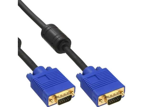 InLine 17710S, 3 m, VGA (D-Sub), VGA (D-Sub), Svart, Gull, Hankjønn/hankjønn