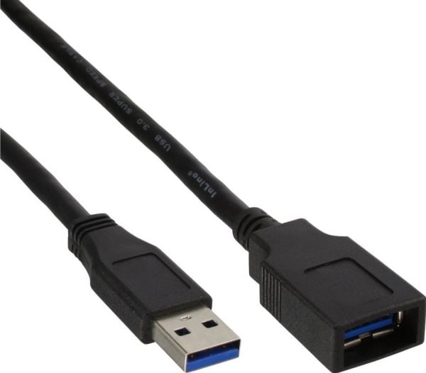 InLine 4043718153725, 1,5 m, USB A, USB A, USB 3.2 Gen 1 (3.1 Gen 1), Hankjønn/hunkjønn, Svart