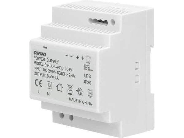 ORNO POWER SOVELLUS DIN-kiskoon 24VDC, 4A, 100W